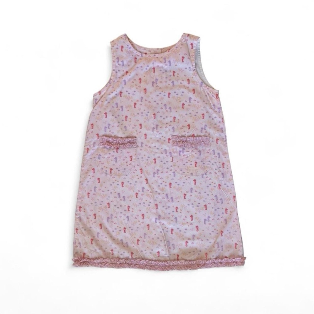 Emma’s Garden Pink Seahorse Print Dress Size 6 Easter Spring Cottagecore
